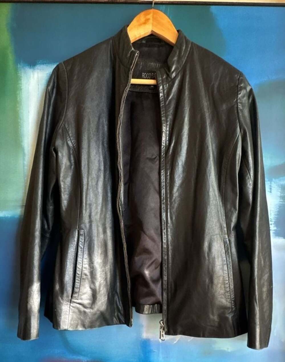 Roco Barocco Real Leather Jacket Size 38 Black Full Zip